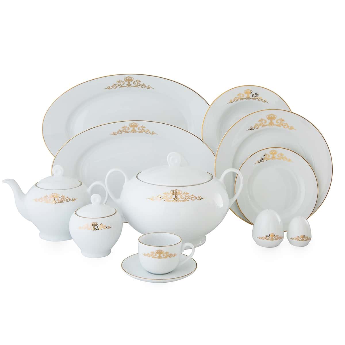 سرویس چینی 102 پارچه ایتالیا کوئین طلایی 12 نفره چینی زرین