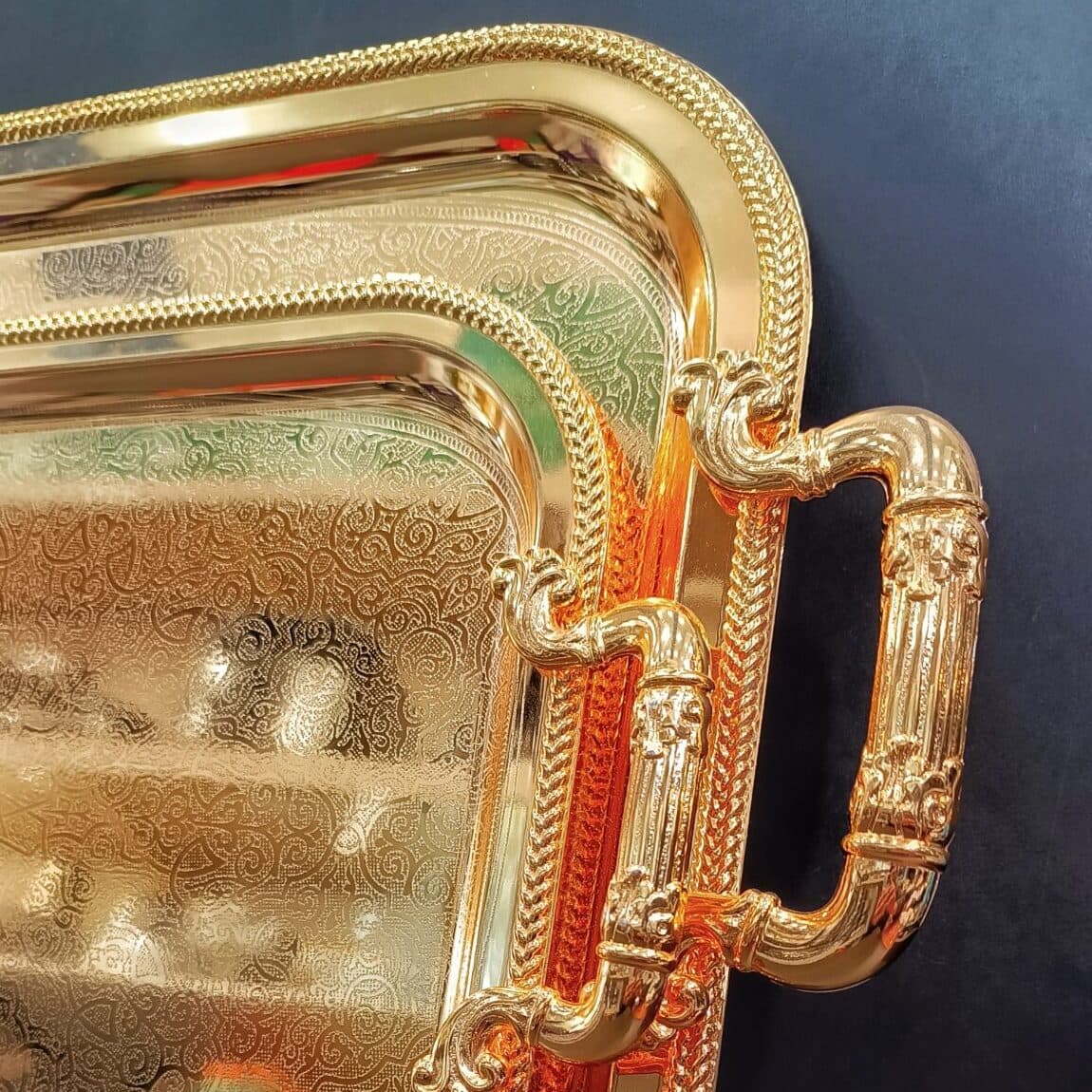 سینی استیل جفتی طلایی طرح دار thumbnail 2