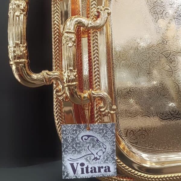 سینی استیل جفتی طلایی طرح دار thumbnail 3