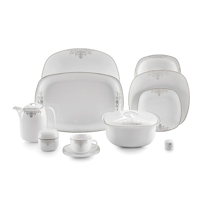 سرویس 98 پارچه 12 نفره چینی زرین ایران طرح مونت کارلو پلاتینی thumbnail 9