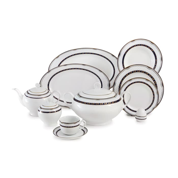 سرویس 102 پارچه ایتالیا اف چینی زرین گل آرایی پرشیا سرمه ای درجه عالی thumbnail 2